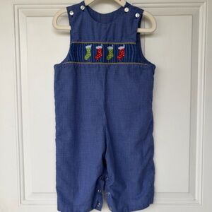 •Candyland• Hand Smocked Full Length Jon Jon - Size 12 Months